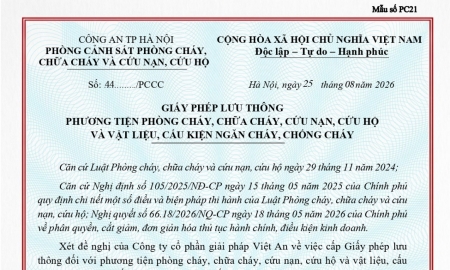 GIẤY PHÉP LƯU THÔNG PHƯƠNG TIỆN AW-CFP2166-4/8/32 PCCC-LT44